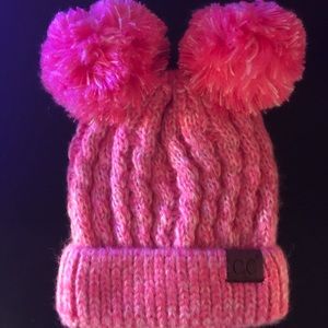 C.C. Double Pom PINK Beanie